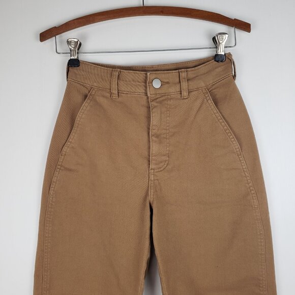 Everlane Utility Barrel Pant Light Brown Twill Organic Cotton High Rise Size 00 - Picture 3 of 9